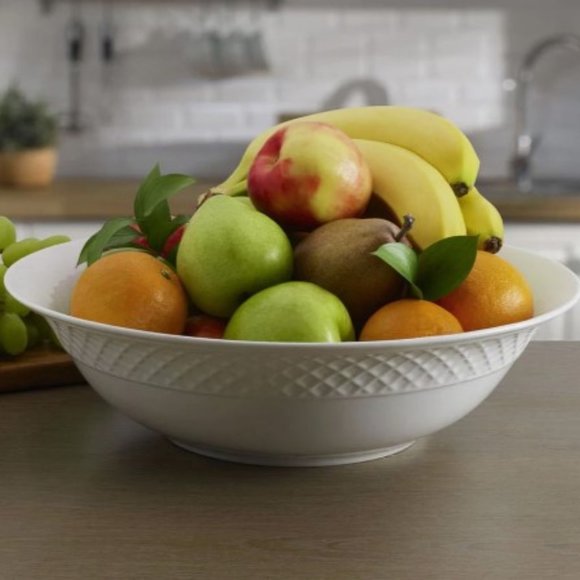 Mikasa Trellis White Flared Vegetable Serve Bowl - NIB - Picture 1 of 11